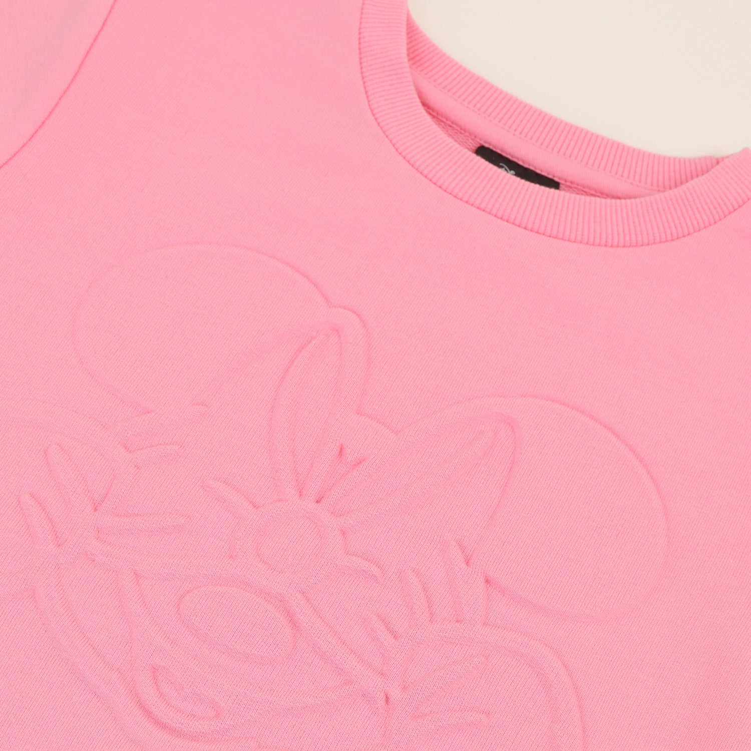 Poleron Cerrado Niña Minnie Relieve Moño Rosado Disney