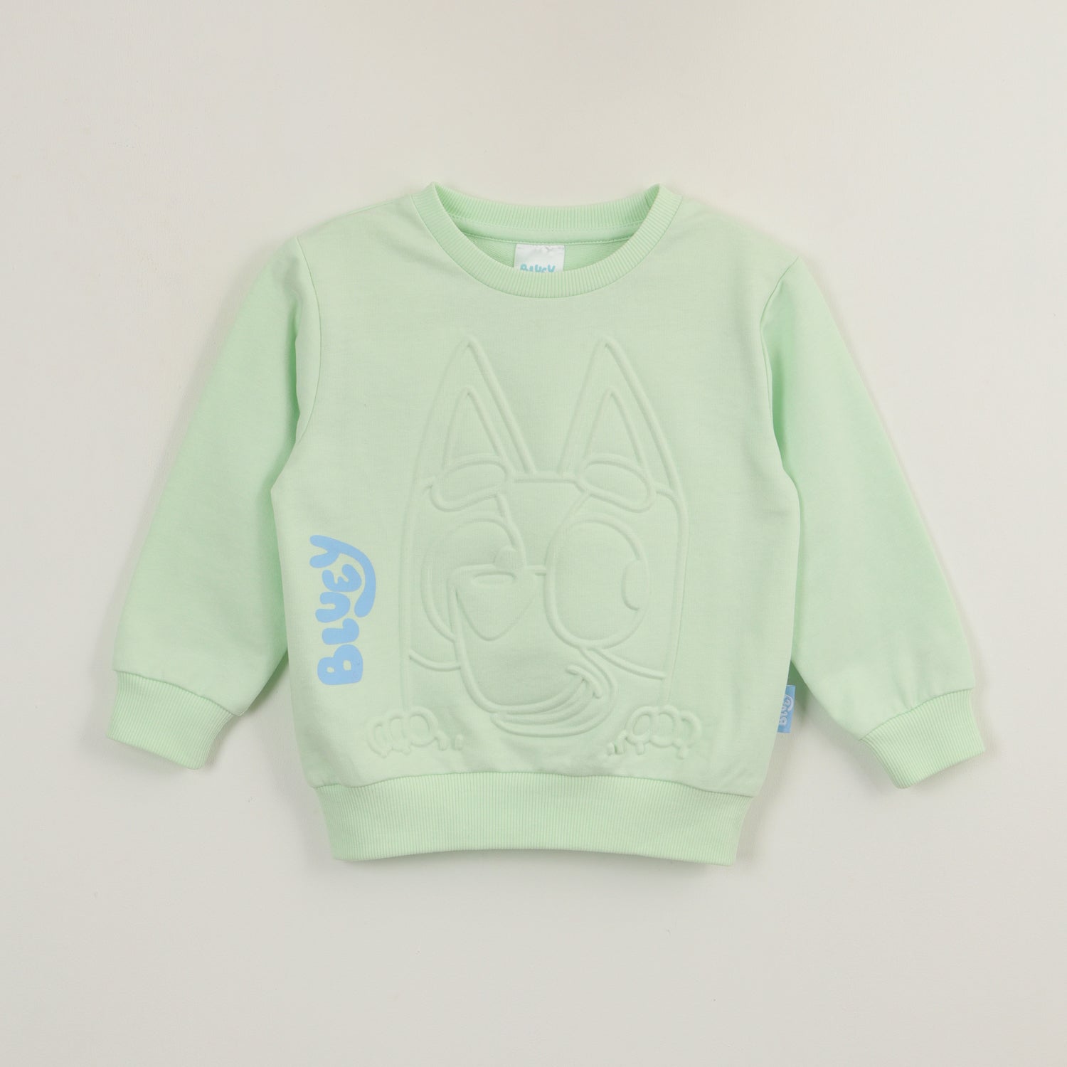 Poleron Cerrado Niña Relieve Emboss Verde Bluey