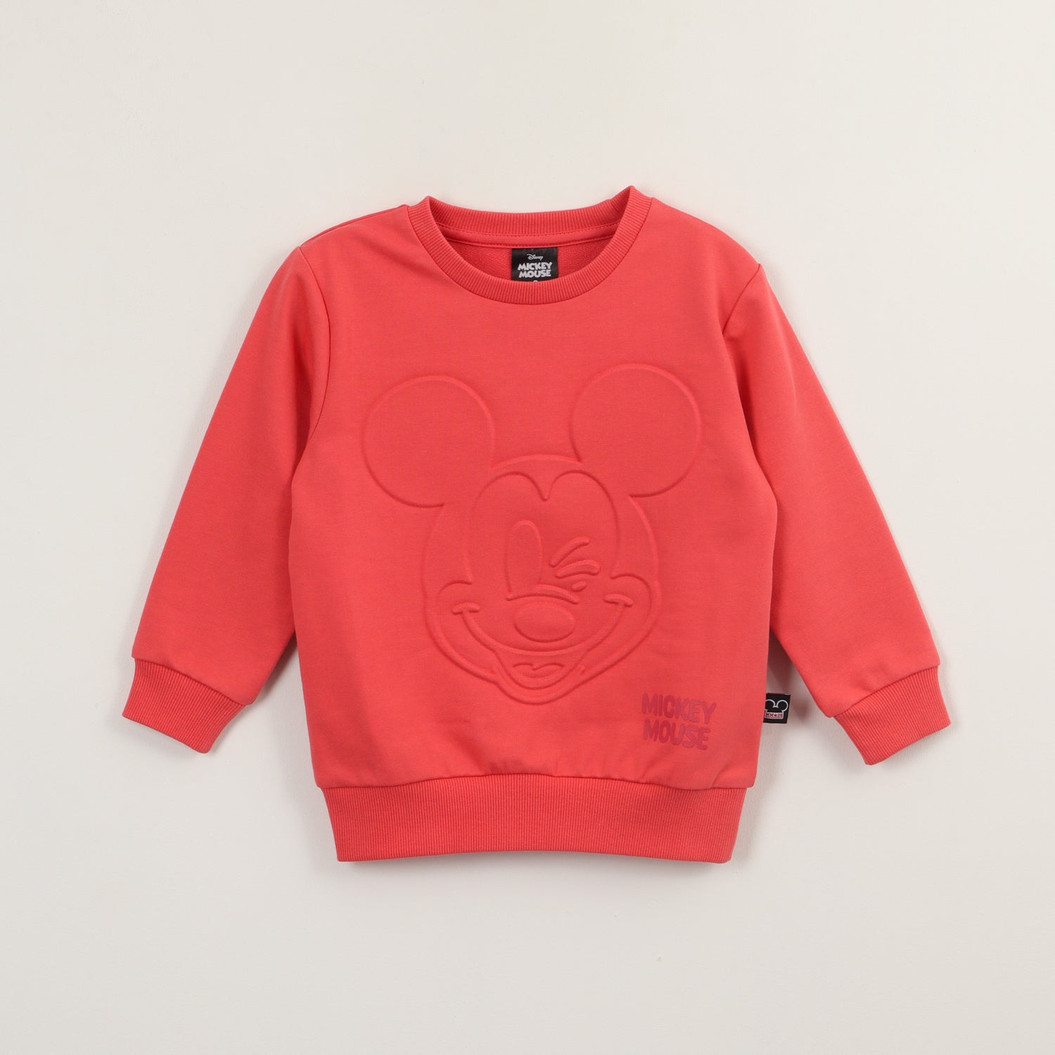 Poleron Cerrado Niño Mickey Relieve Emboss Rojo Disney