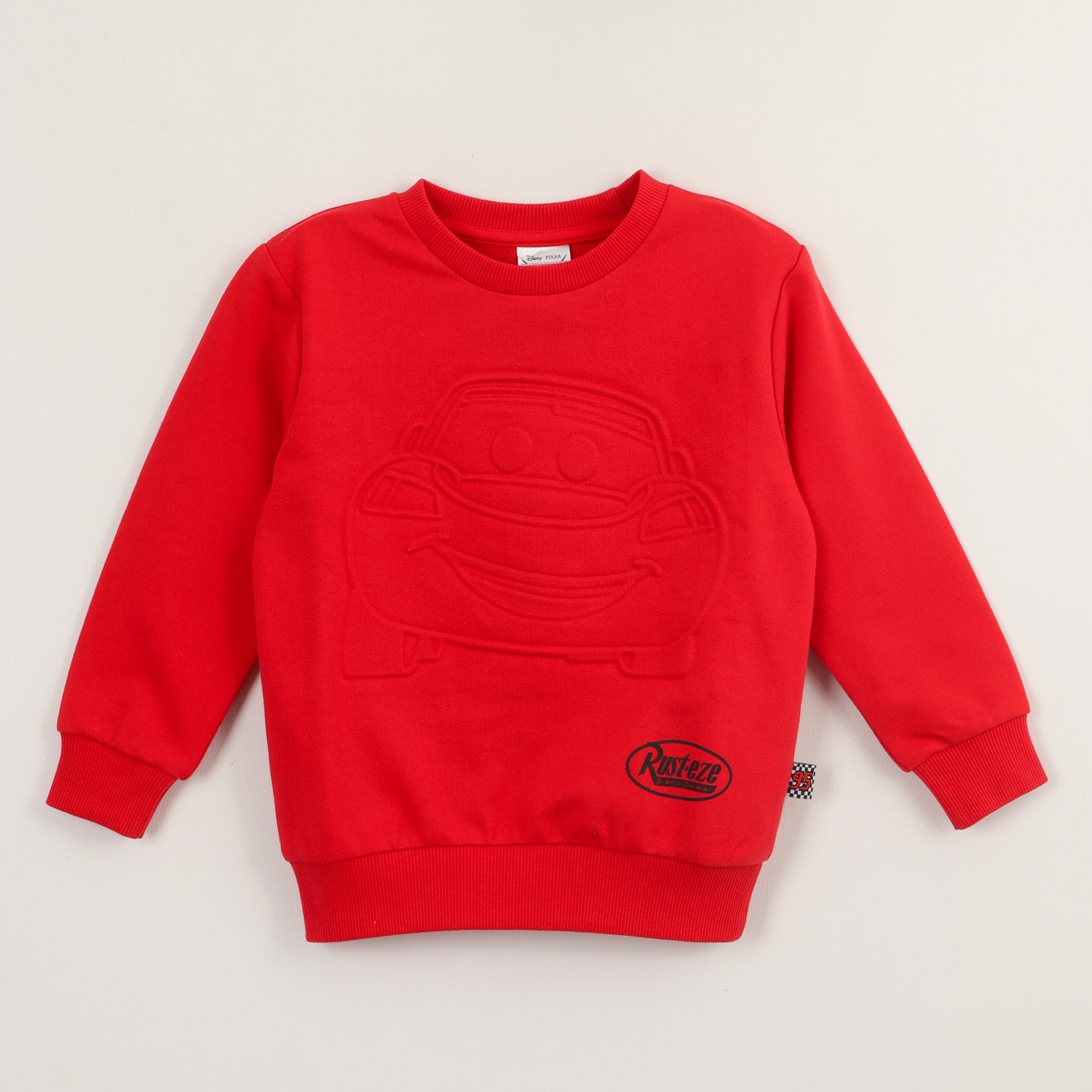 Poleron Cerrado Niño Cars Relieve Emboss Rojo Disney