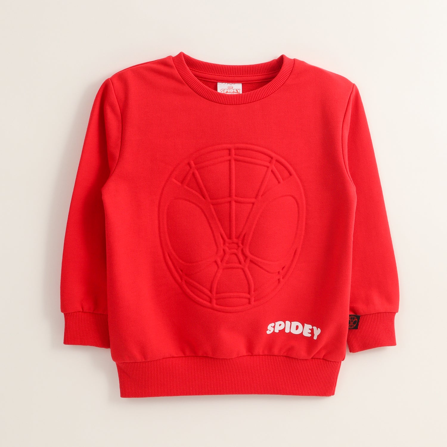 Poleron Cerrado Niño Spidey Relieve Emboss Rojo Marvel