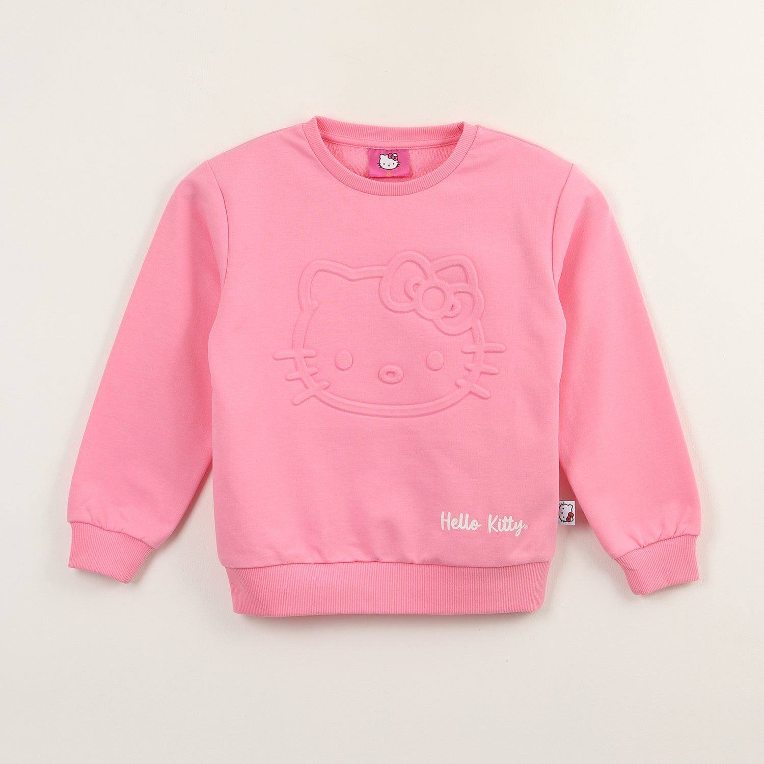 Poleron Cerrado Niña Relieve Emboss Rosado Hello Kitty