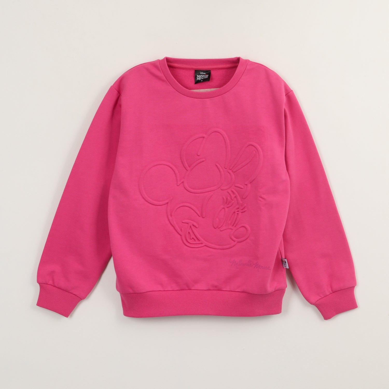 Poleron Cerrado Niña Minnie Relieve Emboss Rosado Disney