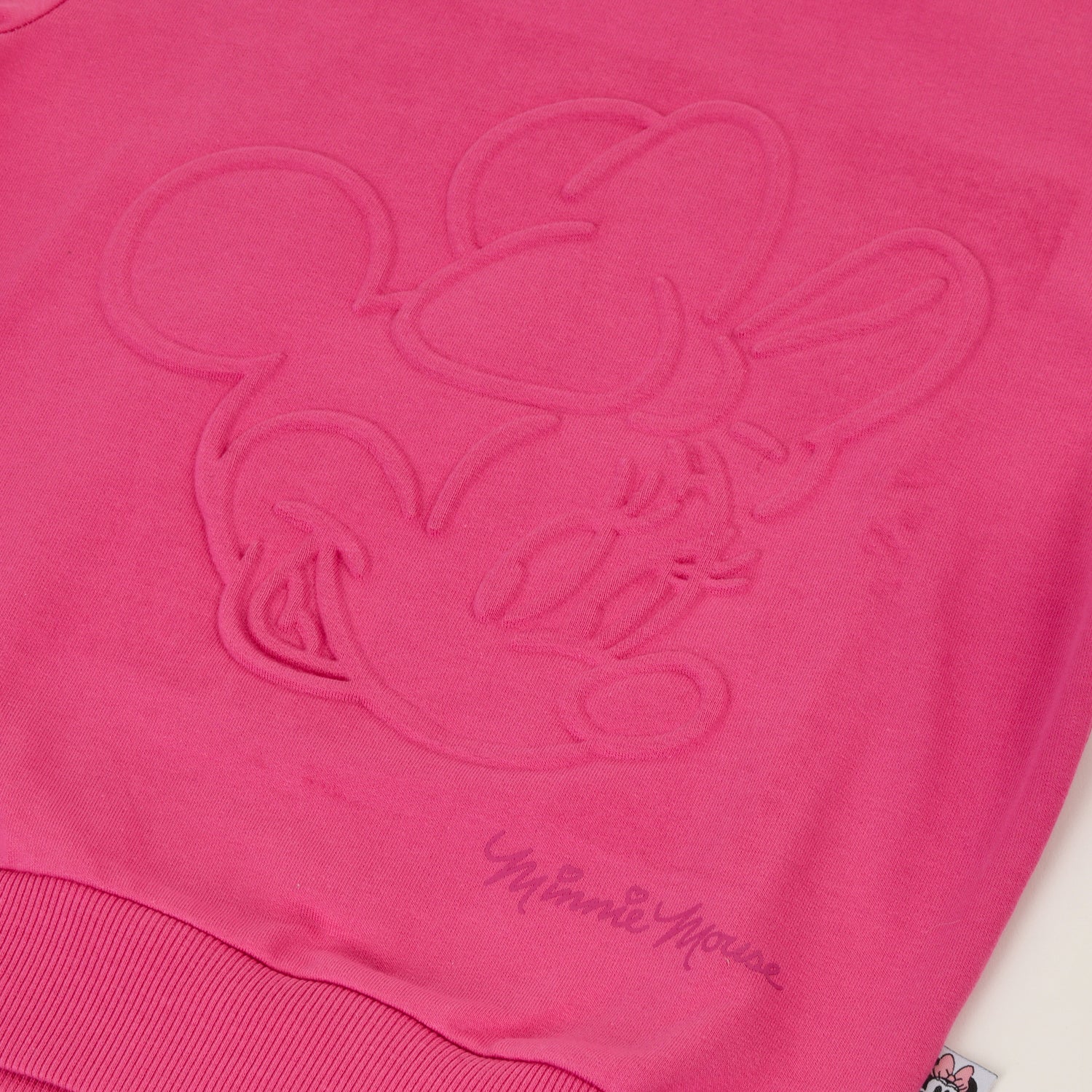 Poleron Cerrado Niña Minnie Relieve Emboss Rosado Disney