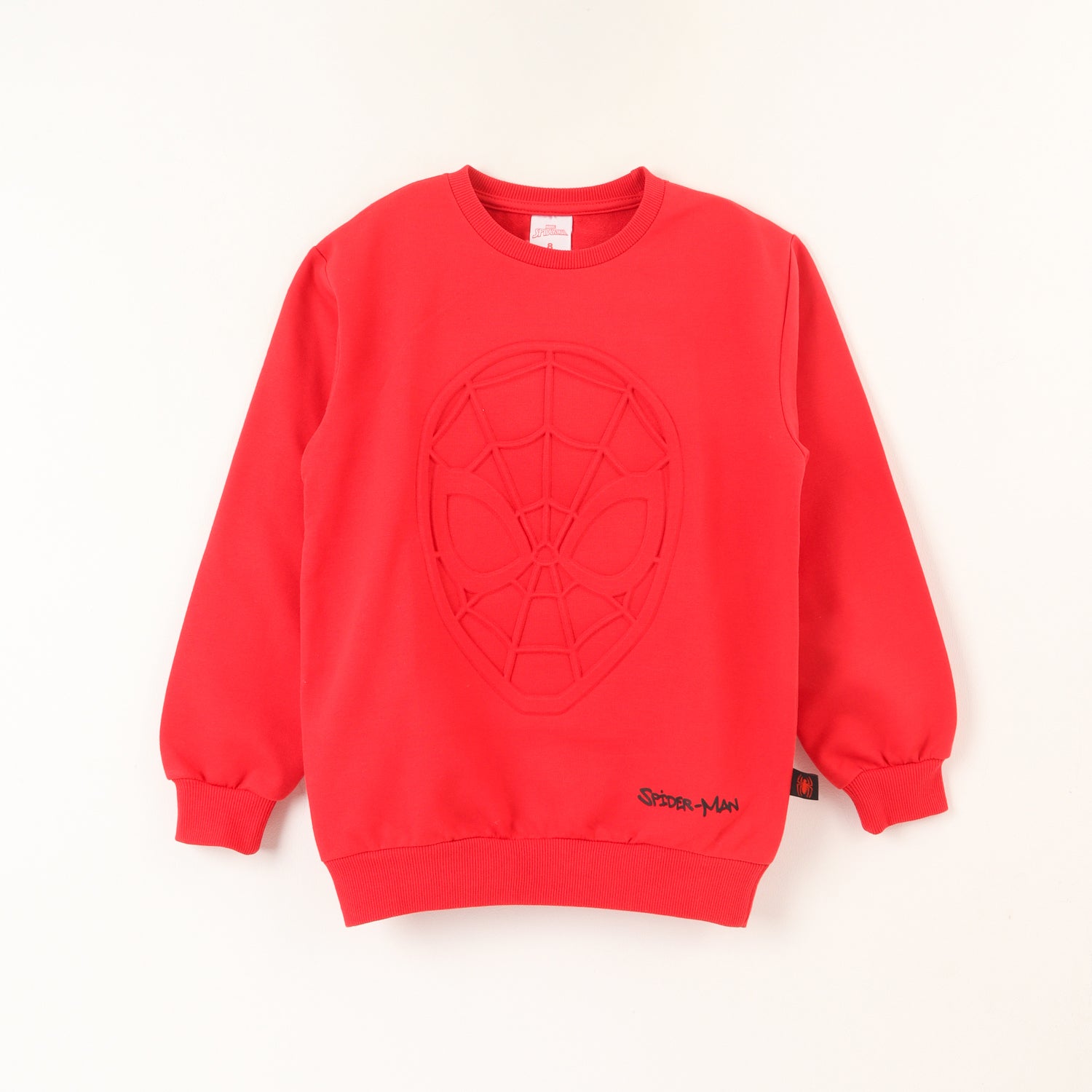 Poleron Cerrado Niño Spiderman Relieve Emboss Rojo Marvel