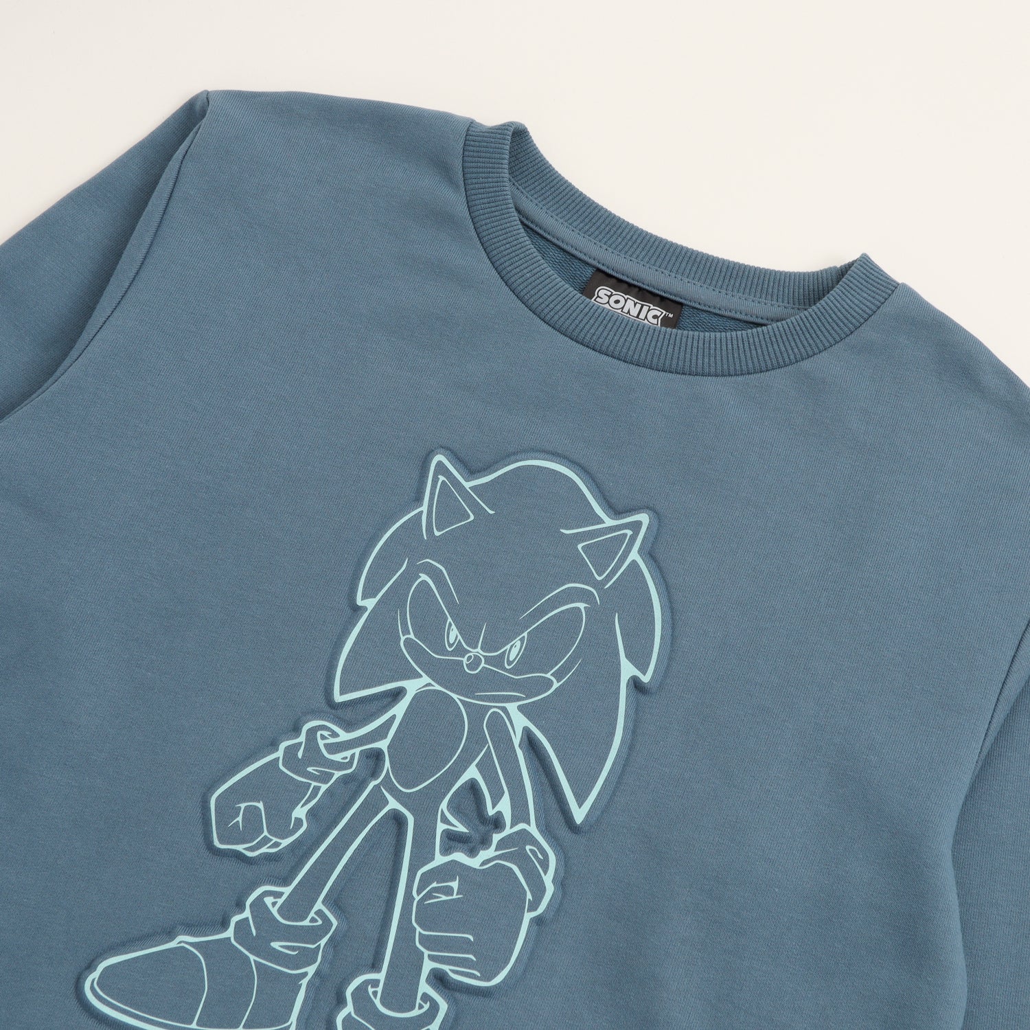 Poleron Cerrado Niño Relieve Emboss Azul Sonic
