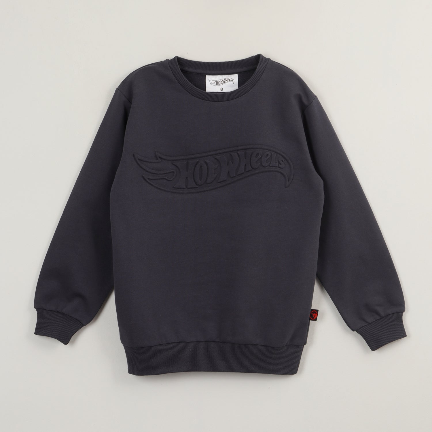 Poleron Cerrado Niño Relieve Emboss Negro Hot Wheels