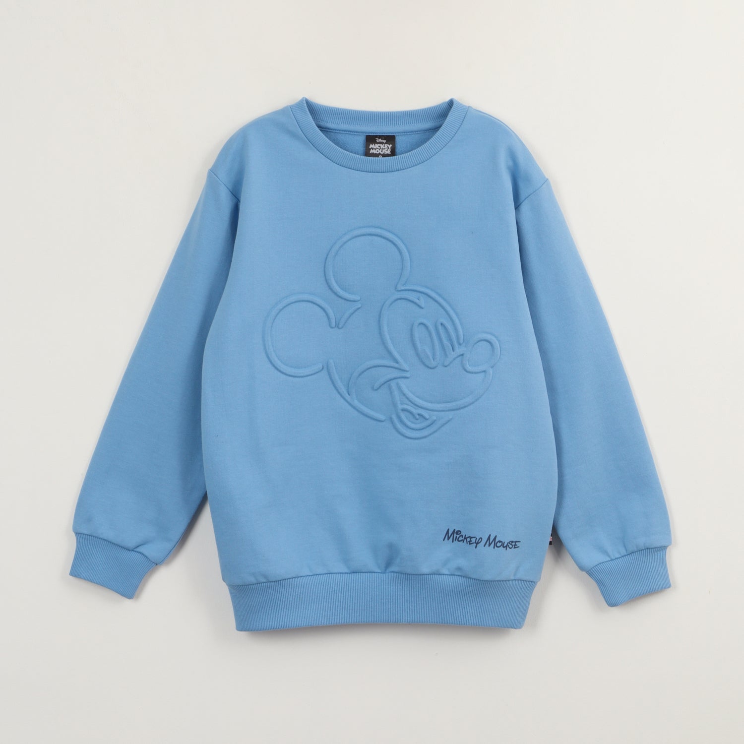 Poleron Cerrado Niño Mickey Relieve Emboss Azul Disney