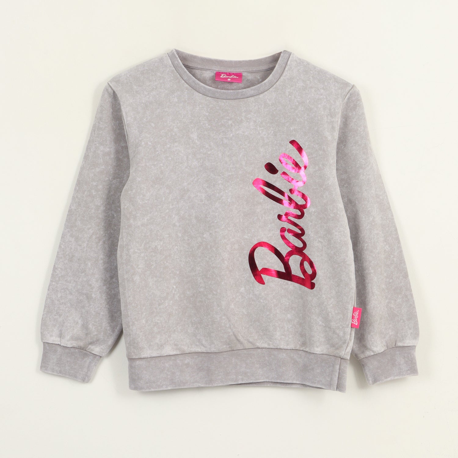Polerón Cerrado Niña Gris Logo Barbie