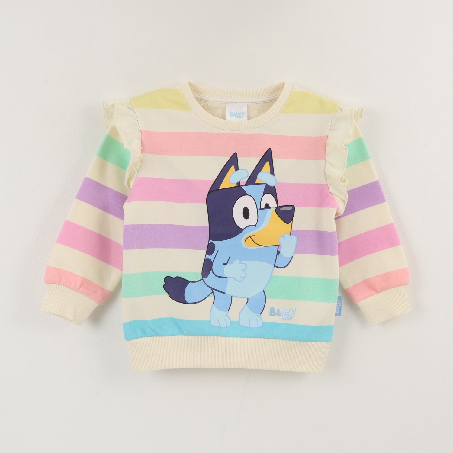 Polerón Cerrado Niña Multicolor Rayas Bluey Risa Bluey