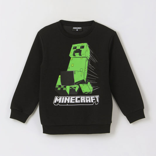 Polerón Cerrado Niño Creeper Run Negro Minecraft - Polerones Chile | The Brands Club cl