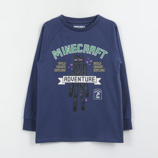 Polera Manga Larga Niño Adventure Ender Man Azul Minecraft - Poleras Chile | The Brands Club cl