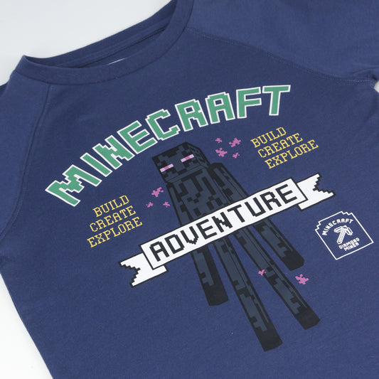 Polera Manga Larga Niño Adventure Ender Man Azul Minecraft - Poleras Chile | The Brands Club cl