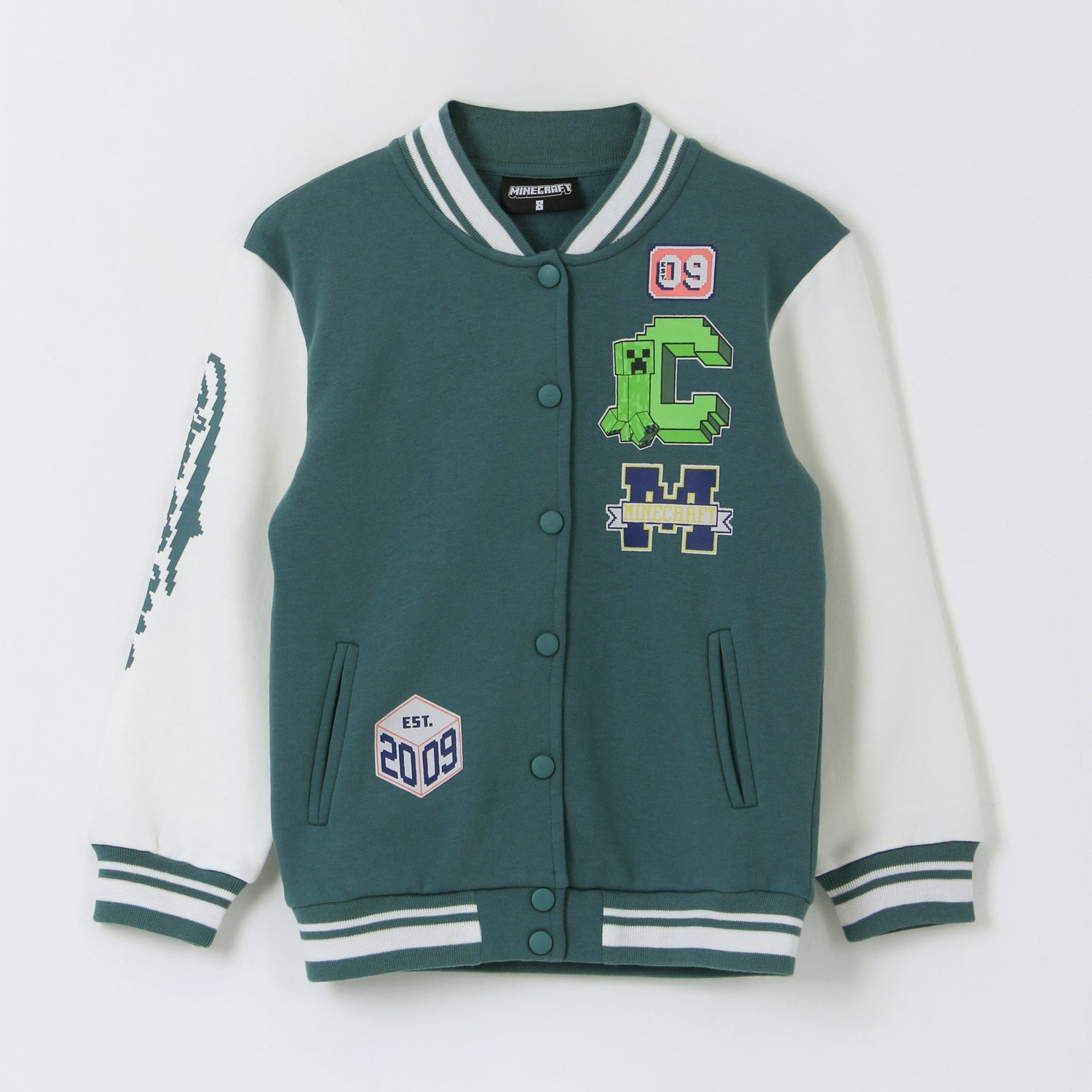 Chaqueta Niño College Bomber Est 09 Verde Minecraft - Polerones Chile | The Brands Club cl