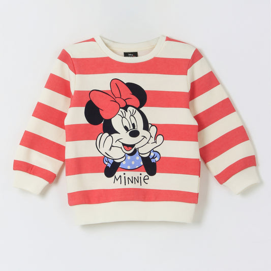 Polerón Cerrado Niña Rayas Minnie Mouse Blanco Disney - Polerones Chile | The Brands Club cl