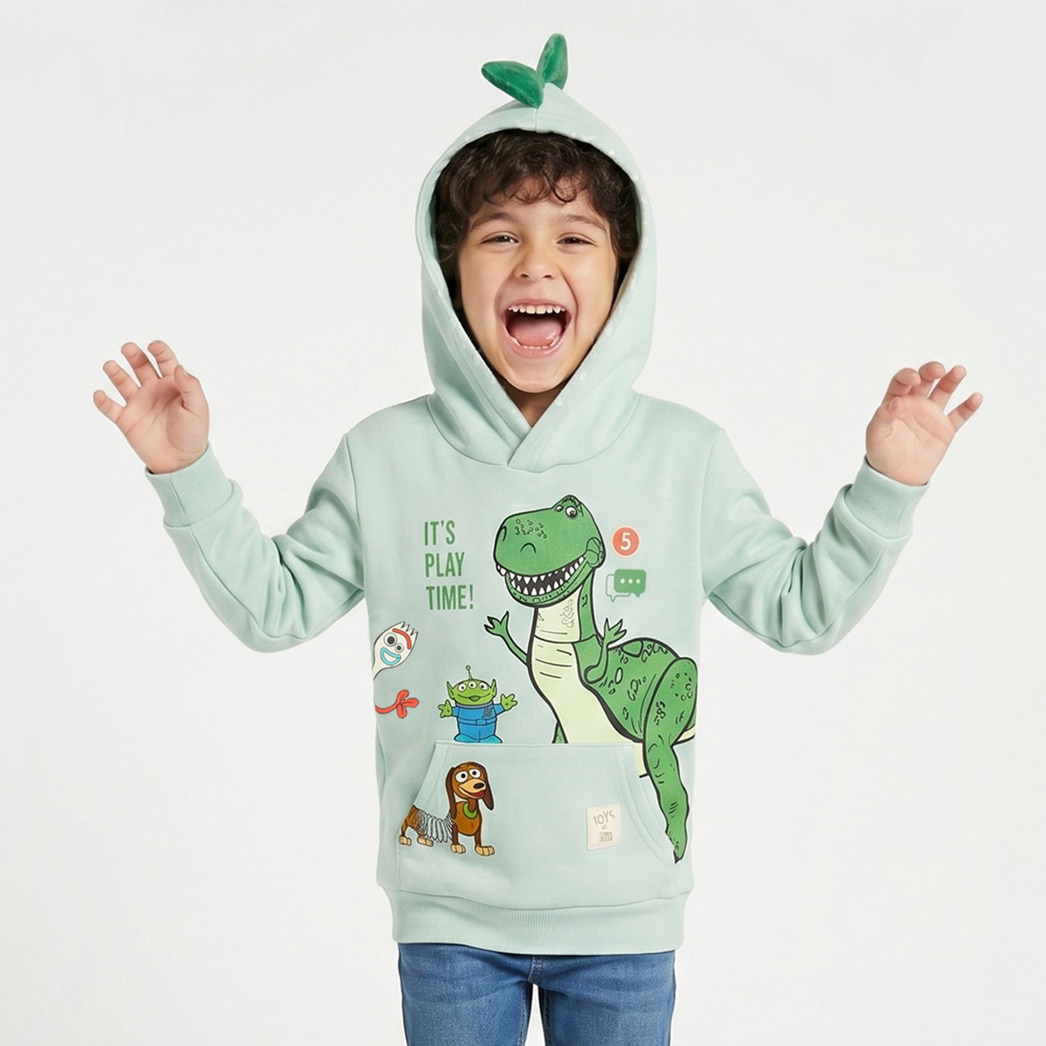 Polerón Cerrado Niño Hoodie Rex Toy Story Verde Disney - Polerones Chile | The Brands Club cl
