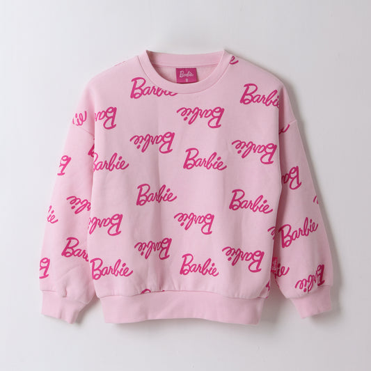 Polerón Cerrado Niña Full Print Logo Rosado Barbie - Polerones Chile | The Brands Club cl