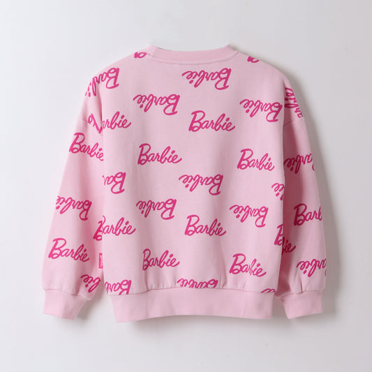 Polerón Cerrado Niña Full Print Logo Rosado Barbie - Polerones Chile | The Brands Club cl