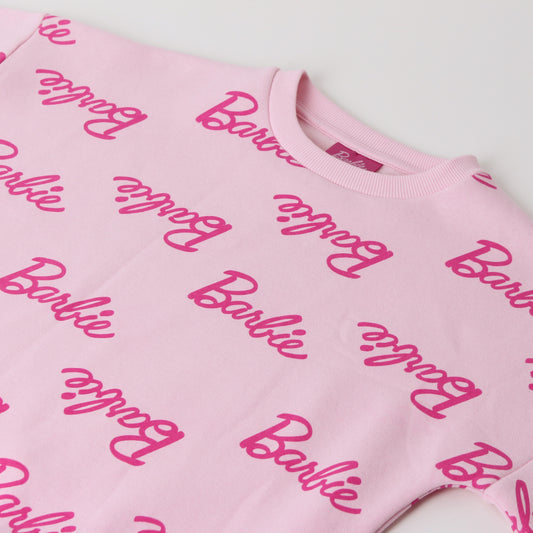 Polerón Cerrado Niña Full Print Logo Rosado Barbie - Polerones Chile | The Brands Club cl