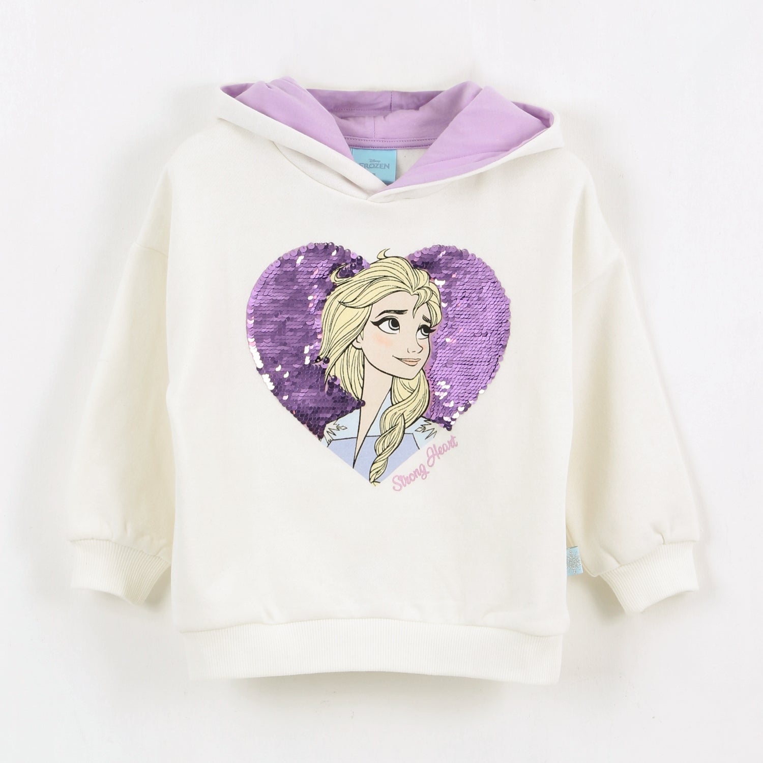 Polerón Cerrado Niña Hoodie Lentejuelas Frozen Blanco Disney - Polerones Chile | The Brands Club cl