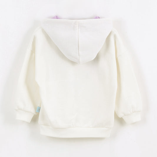 Polerón Cerrado Niña Hoodie Lentejuelas Frozen Blanco Disney - Polerones Chile | The Brands Club cl