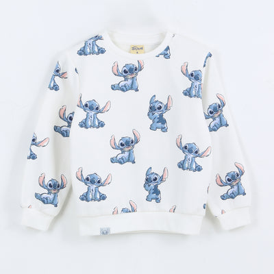 Polerón Cerrado Niña Full Print Lilo & Stitch Blanco Disney