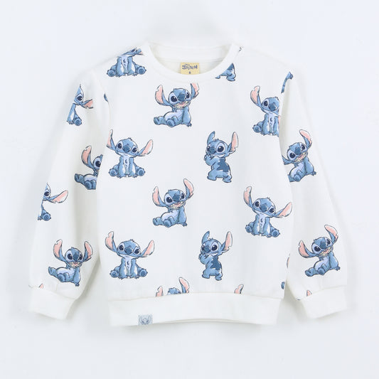 Polerón Cerrado Niña Full Print Lilo & Stitch Blanco Disney - Polerones Chile | The Brands Club cl