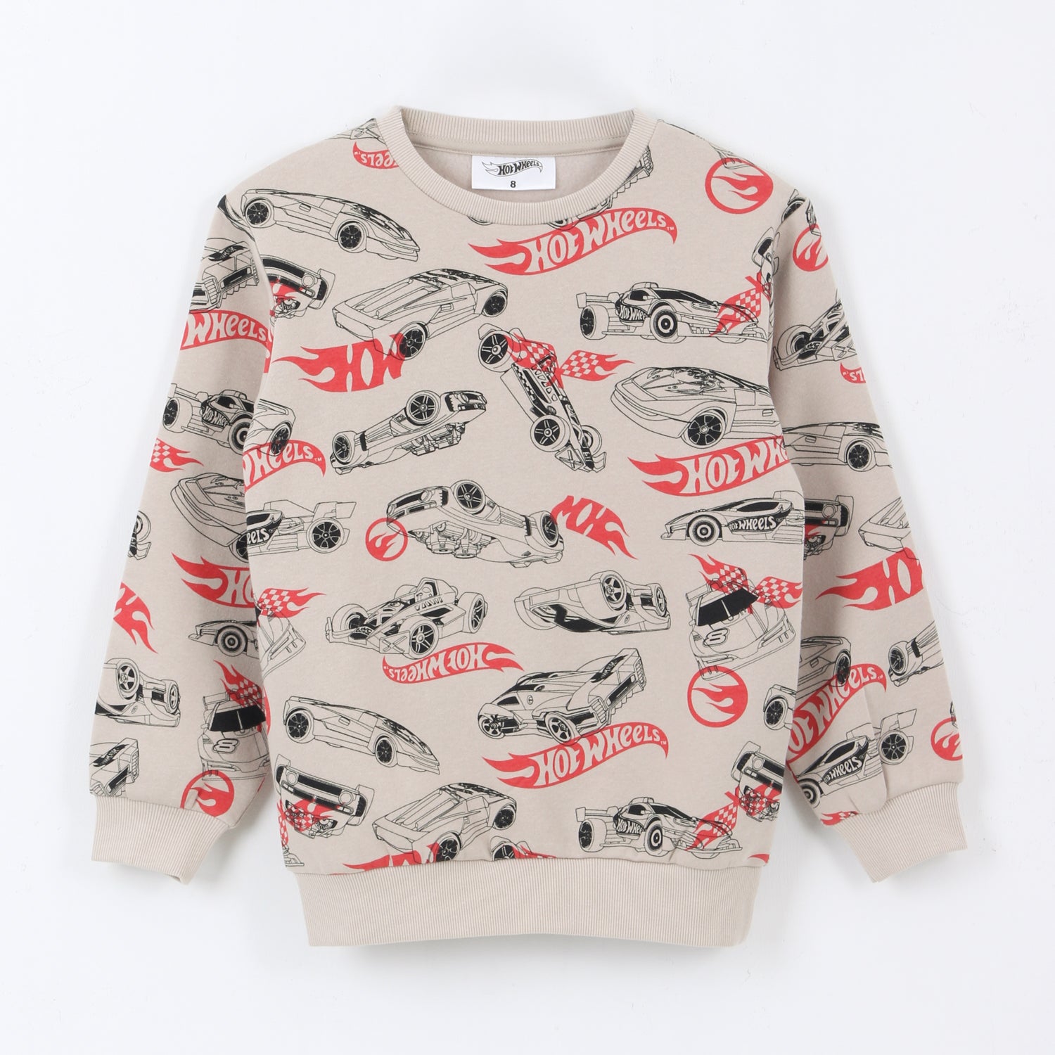 Polerón Cerrado Niño Full Print Beige Hot Wheels - Polerones Chile | The Brands Club cl
