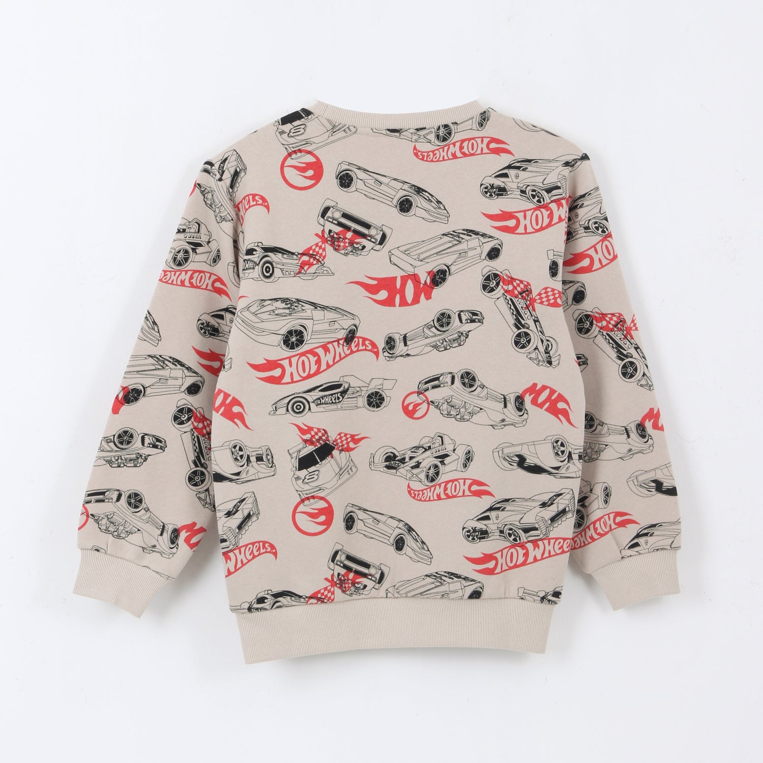 Polerón Cerrado Niño Full Print Beige Hot Wheels - Polerones Chile | The Brands Club cl