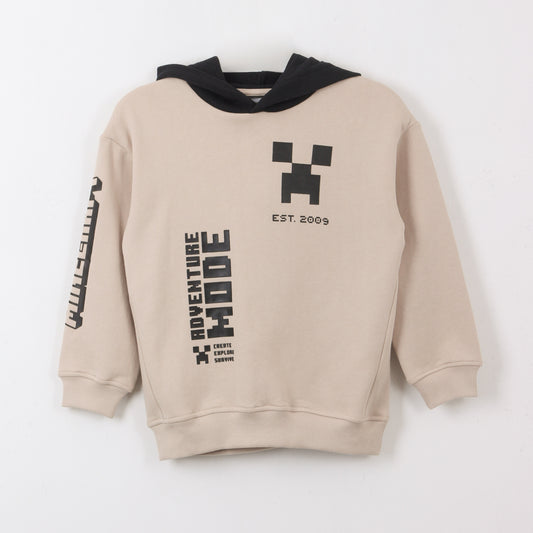 Polerón Cerrado Niño Hoodie Adventure Mode Beige Minecraft - Polerones Chile | The Brands Club cl
