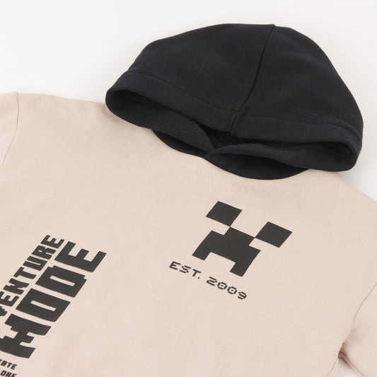 Polerón Cerrado Niño Hoodie Adventure Mode Beige Minecraft - Polerones Chile | The Brands Club cl