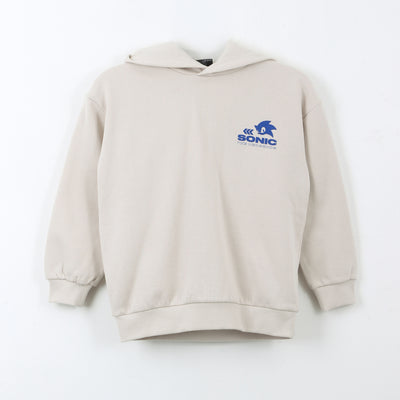 Polerón Cerrado Niño Hoodie Back Print Beige Sonic
