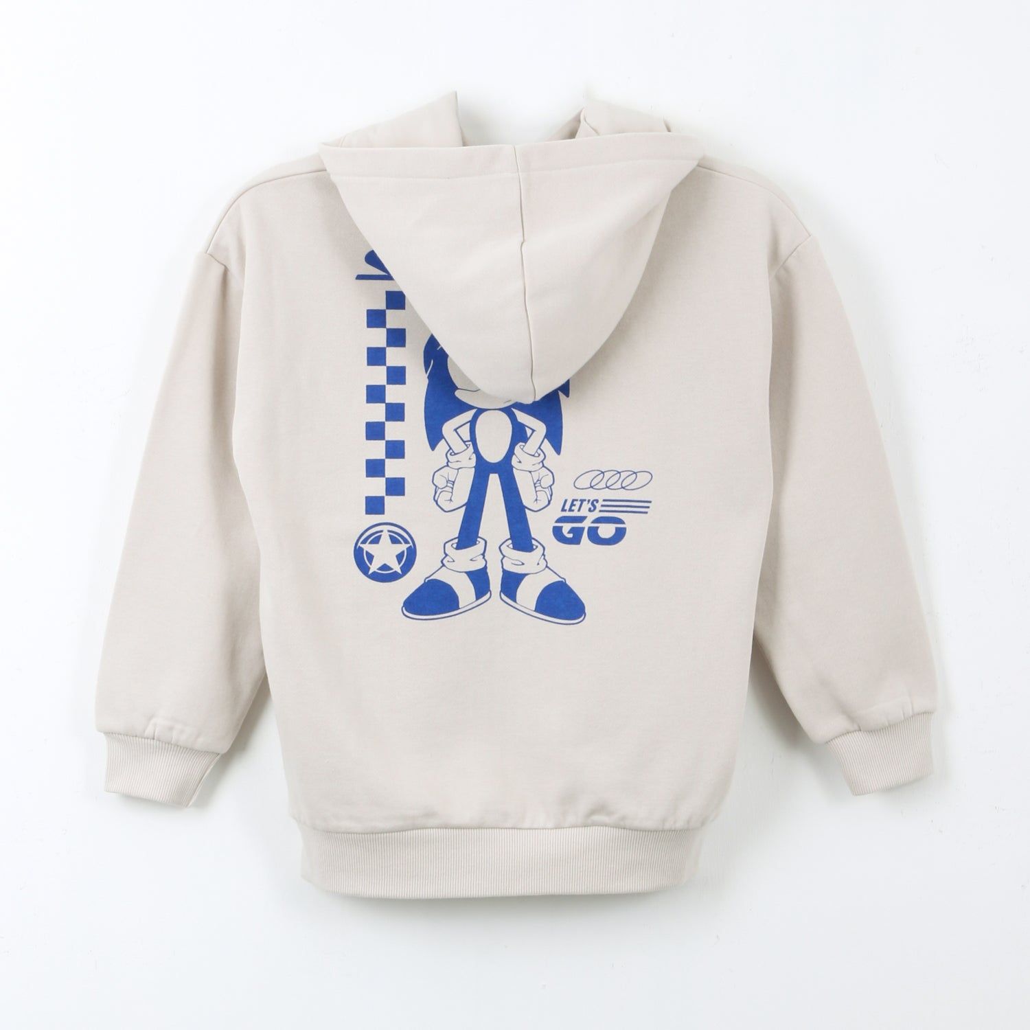 Polerón Cerrado Niño Hoodie Back Print Beige Sonic - Polerones Chile | The Brands Club cl