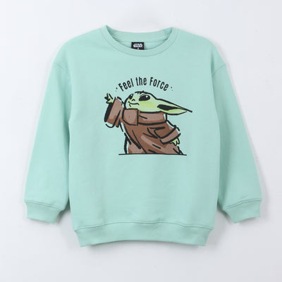 Polerón Cerrado Niño Feel The Force Grogu Verde Star Wars