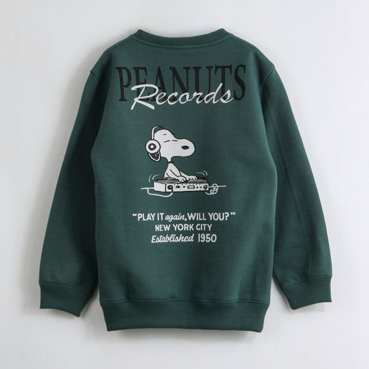 Polerón Cerrado Niño Back Print Verde Snoopy - Polerones Chile | The Brands Club cl