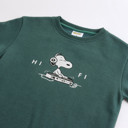 Polerón Cerrado Niño Back Print Verde Snoopy - Polerones Chile | The Brands Club cl