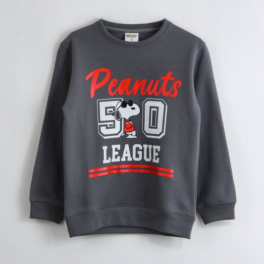Polerón Cerrado Niño Peanuts 50 League Gris Snoopy - Polerones Chile | The Brands Club cl