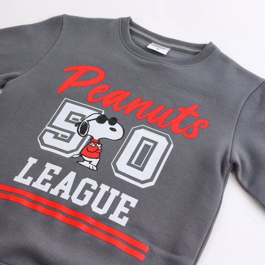 Polerón Cerrado Niño Peanuts 50 League Gris Snoopy - Polerones Chile | The Brands Club cl