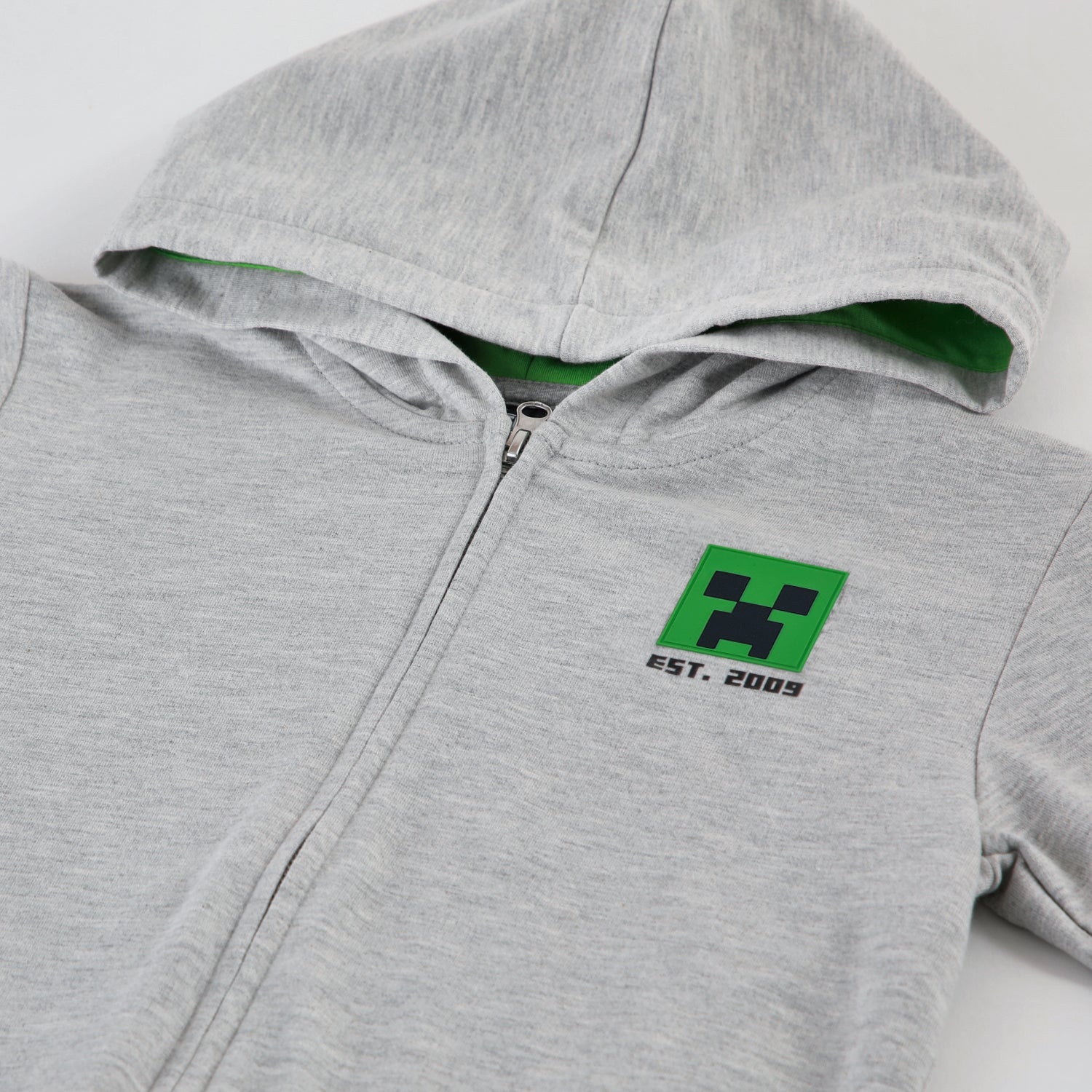Polerón Abierto Niño Creeper Bolsillo Gris Minecraft