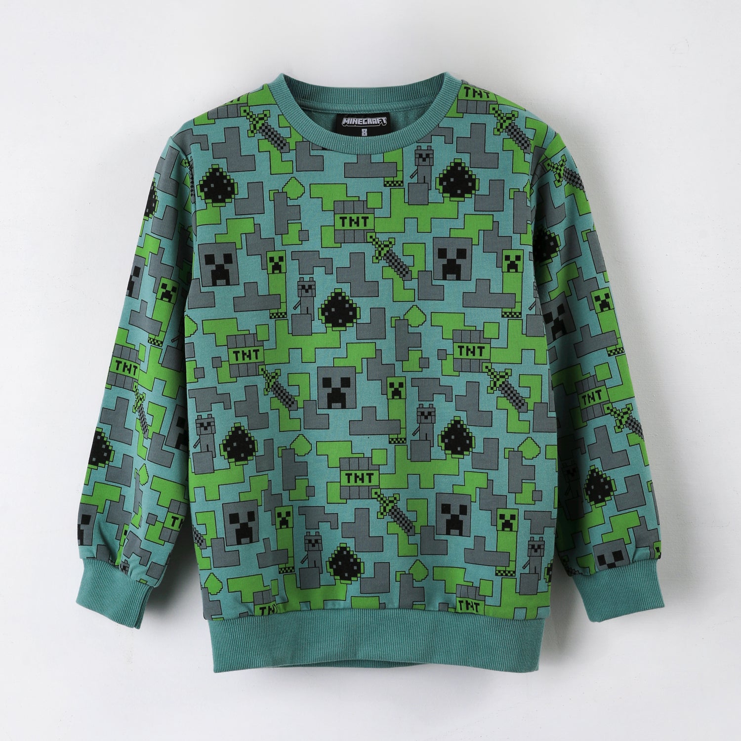 Polerón Cerrado Niño Full Print Verde Minecraft - Polerones Chile | The Brands Club cl