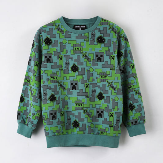 Polerón Cerrado Niño Full Print Verde Minecraft - Polerones Chile | The Brands Club cl