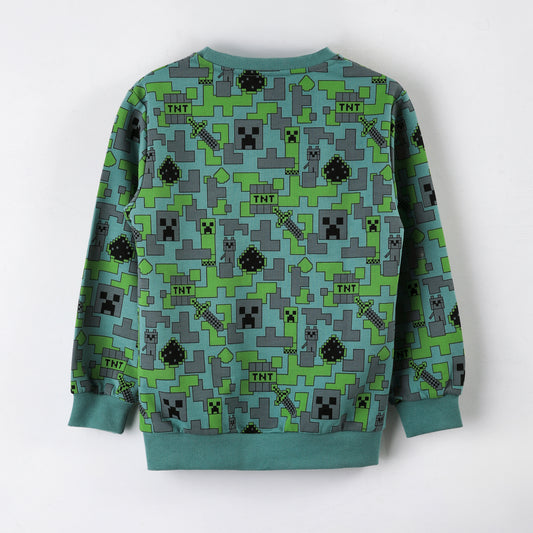 Polerón Cerrado Niño Full Print Verde Minecraft - Polerones Chile | The Brands Club cl