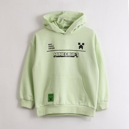 Polerón Cerrado Gorro Niño Logo Verde Minecraft - Polerones Chile | The Brands Club cl