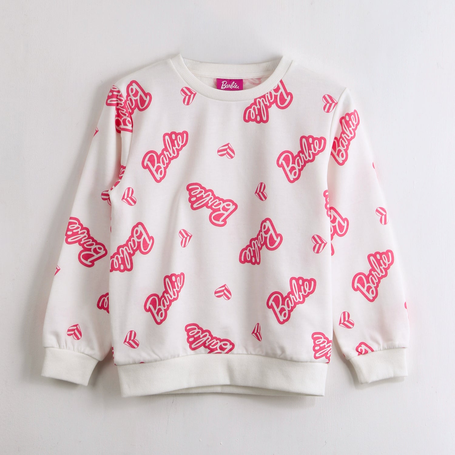 Polerón Cerrado Niña Full Print Blanco Barbie
