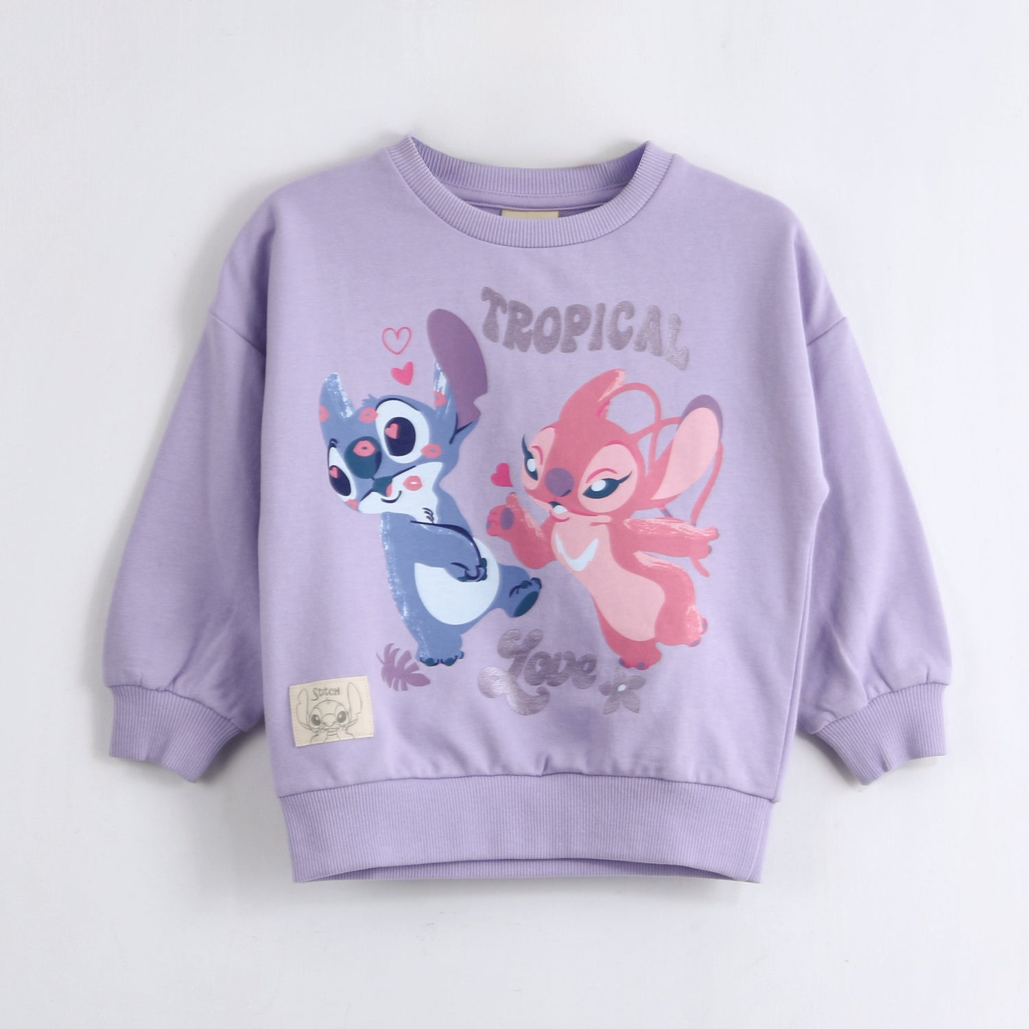 Polerón Cerrado Niña Stitch y Angel Morado Disney