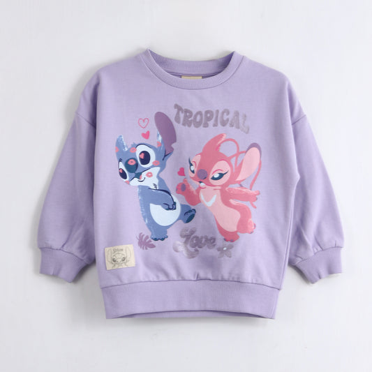 Polerón Cerrado Niña Stitch y Angel Morado Disney - Polerones Chile | The Brands Club cl