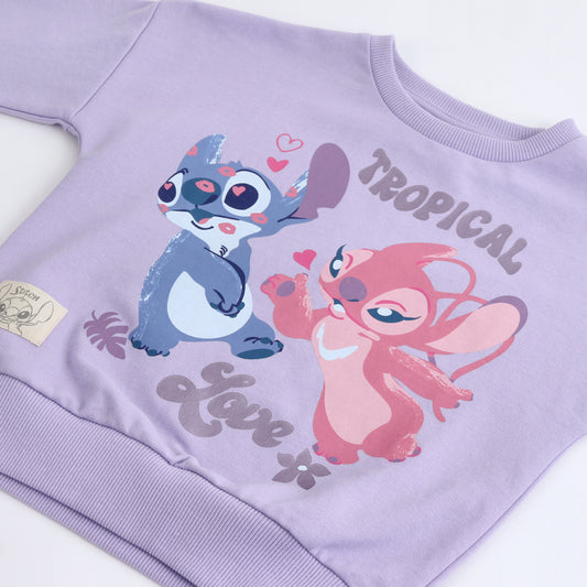 Polerón Cerrado Niña Stitch y Angel Morado Disney - Polerones Chile | The Brands Club cl