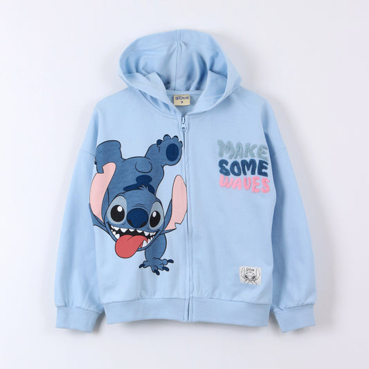 Polerón Abierto Niña Lilo & Stitch Disney Celeste - Polerones Chile | The Brands Club cl