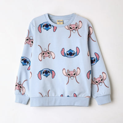Polerón Cerrado Niña Full Print Lilo & Stitch Celeste Disney