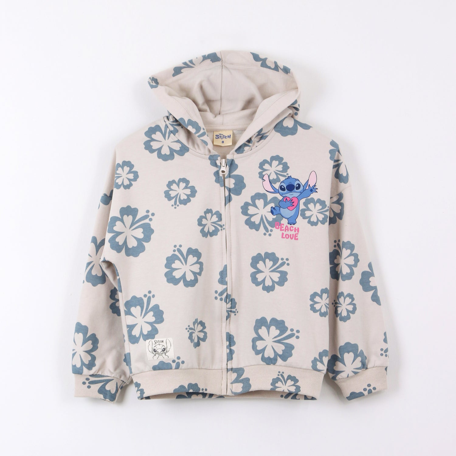 Polerón Abierto Niña Flores Lilo & Stitch Beige Disney